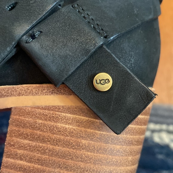 UGG Women's Elora Black Wrapped Leather Fashion Ankle Boots 1019148 6.5 - Picture 12 of 13